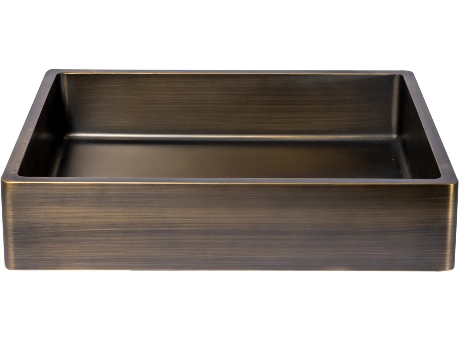 Rectangular 18 3/4" x 15 3/4" Thick Rim Stainless Steel Bathroom Vessel Sink with Drain in Antique Gold