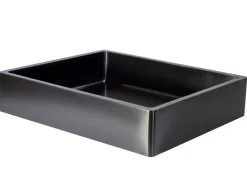 Rectangular 18 3/4 x 15 3/4" Thick Rim Stainless Steel Bathroom Vessel Sink with Drain in Black
