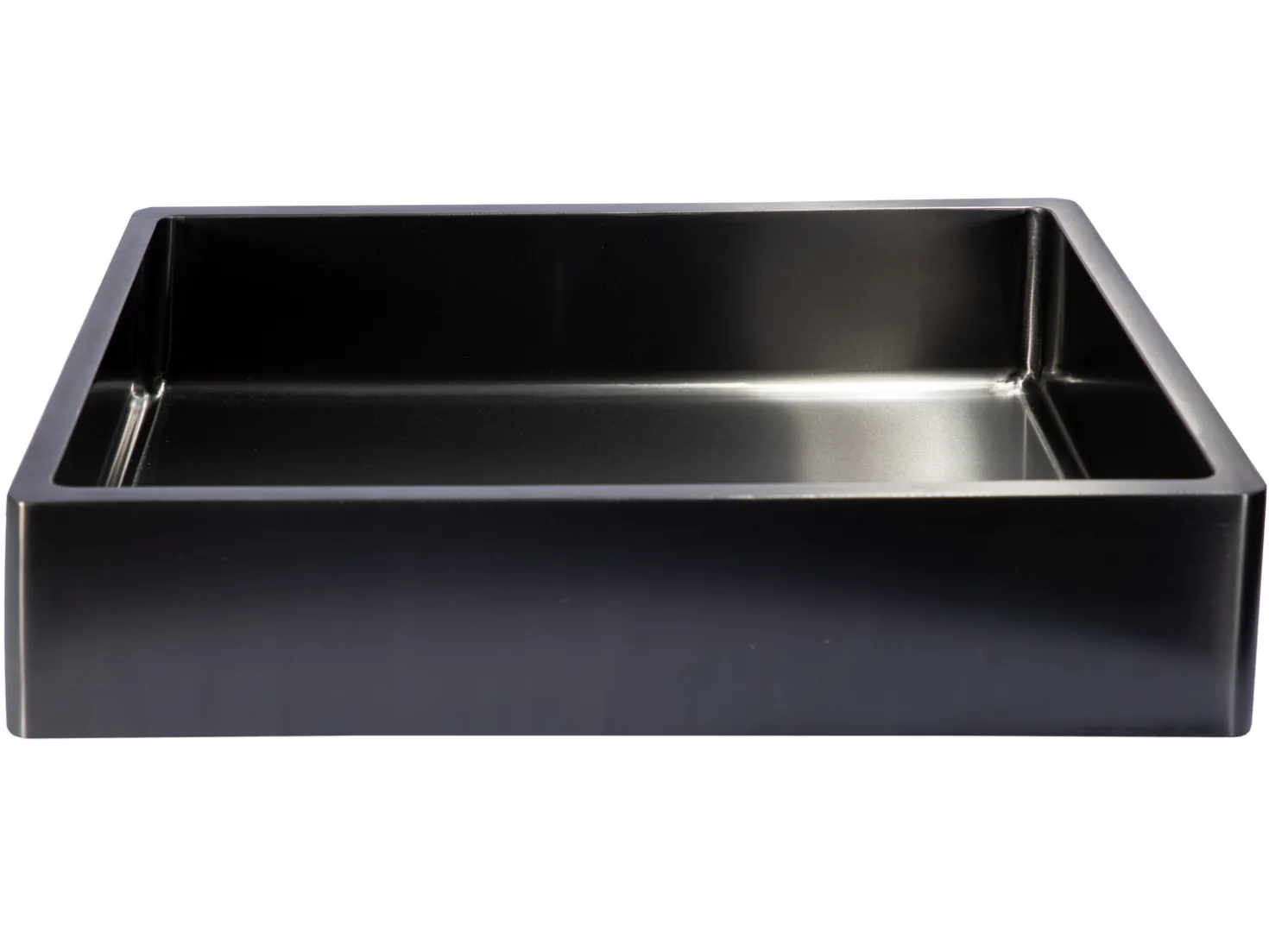 Rectangular 18 3/4 x 15 3/4" Thick Rim Stainless Steel Bathroom Vessel Sink with Drain in Black