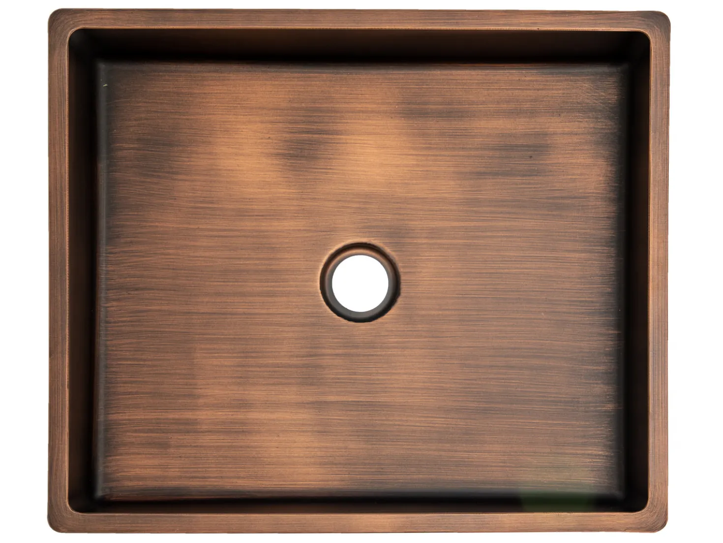 Rectangular 18 3/4" x 15 3/4" Thick Rim Stainless Steel Bathroom Vessel Sink with Drain in Bronze
