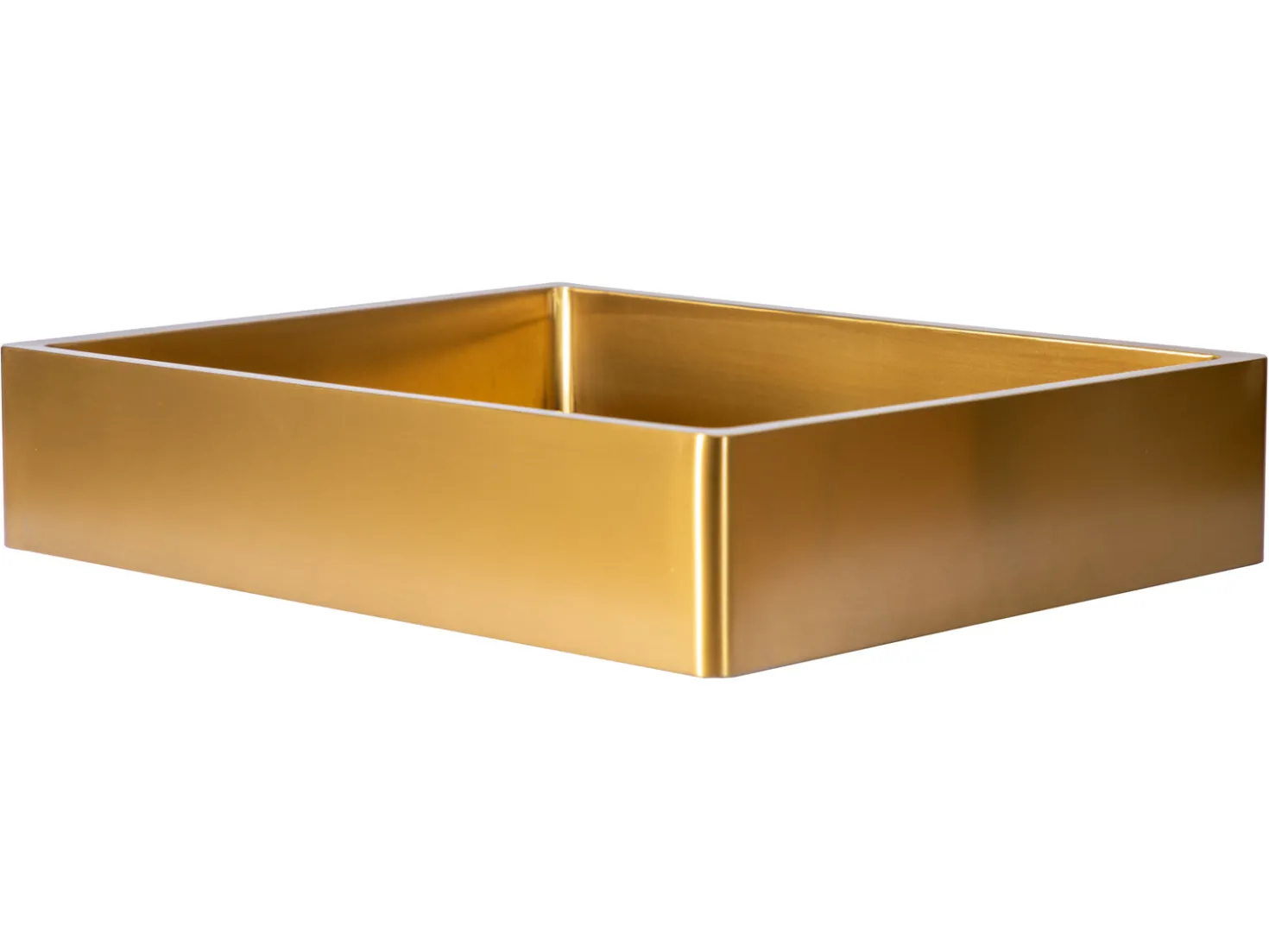 Rectangular 18 3/4" x 15 3/4" Thick Rim Stainless Steel Bathroom Vessel Sink with Drain in Gold