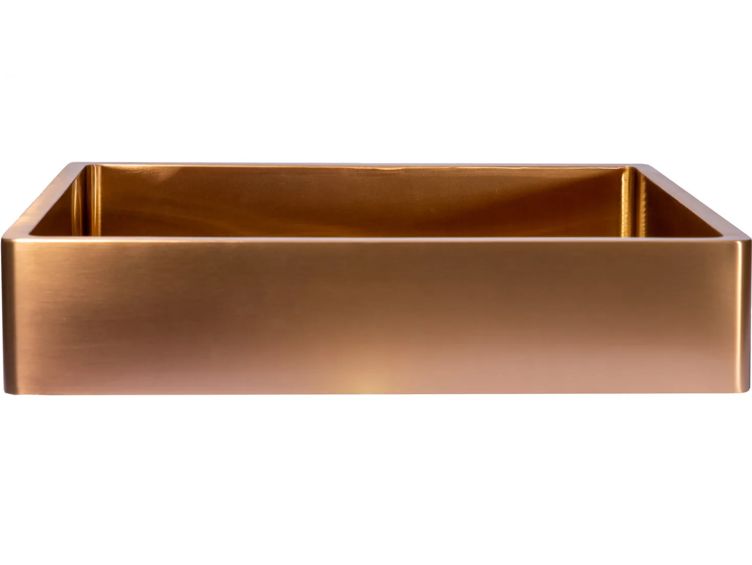 Rectangular 18 3/4" x 15 3/4" Thick Rim Stainless Steel Bathroom Vessel Sink with Drain in Rose Gold