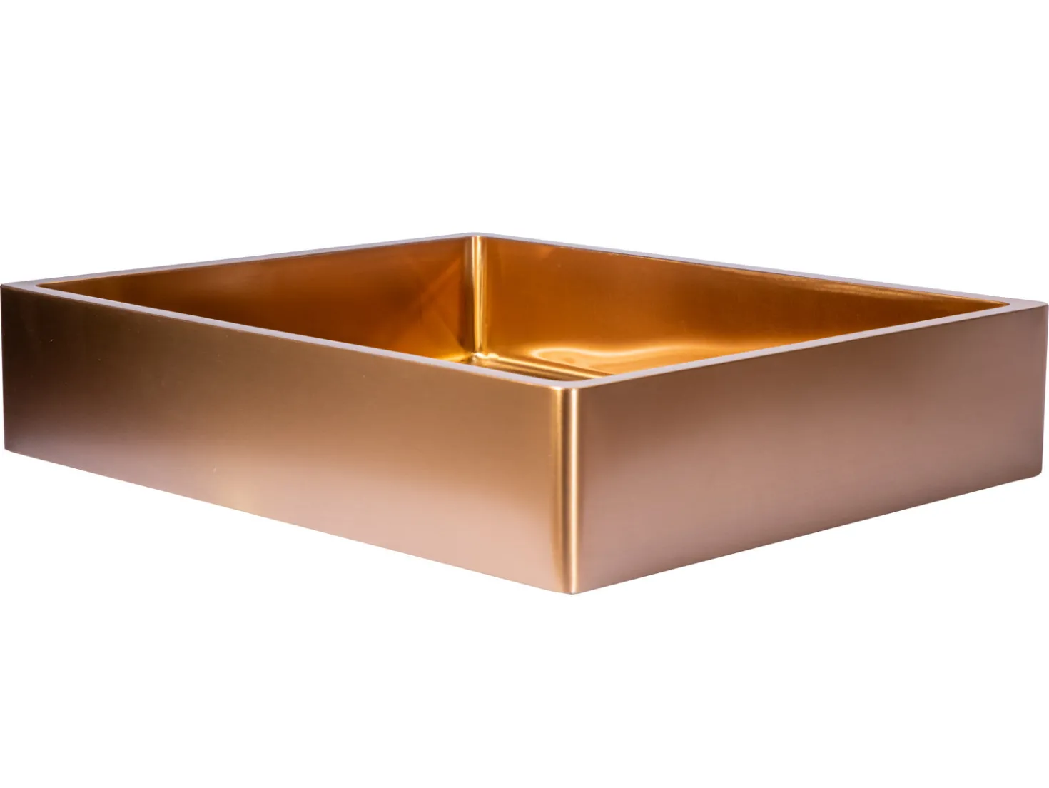 Rectangular 18 3/4" x 15 3/4" Thick Rim Stainless Steel Bathroom Vessel Sink with Drain in Rose Gold