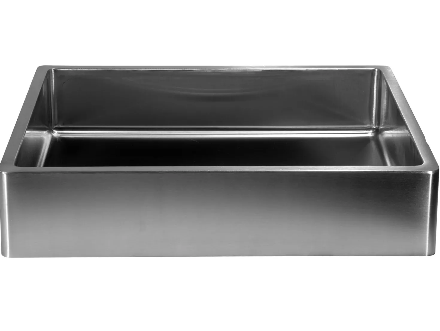 Rectangular 18 3/4" x 15 3/4" Thick Rim Stainless Steel Bathroom Vessel Sink with Drain in Silver