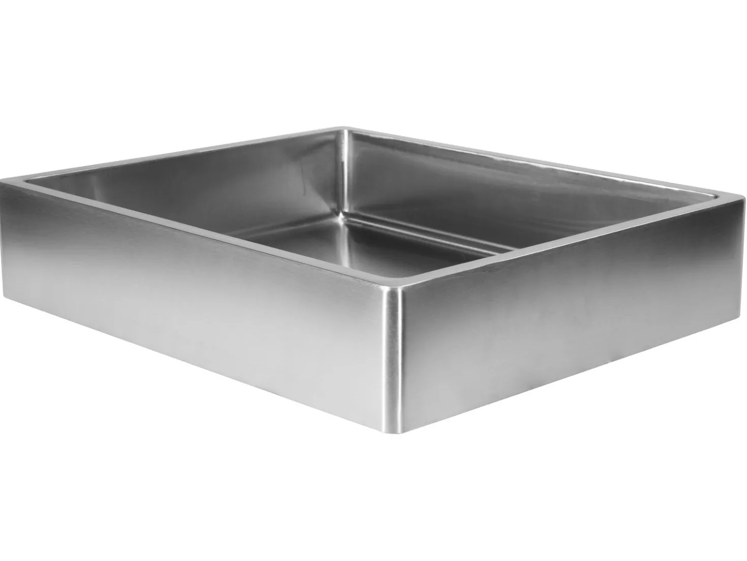 Rectangular 18 3/4" x 15 3/4" Thick Rim Stainless Steel Bathroom Vessel Sink with Drain in Silver