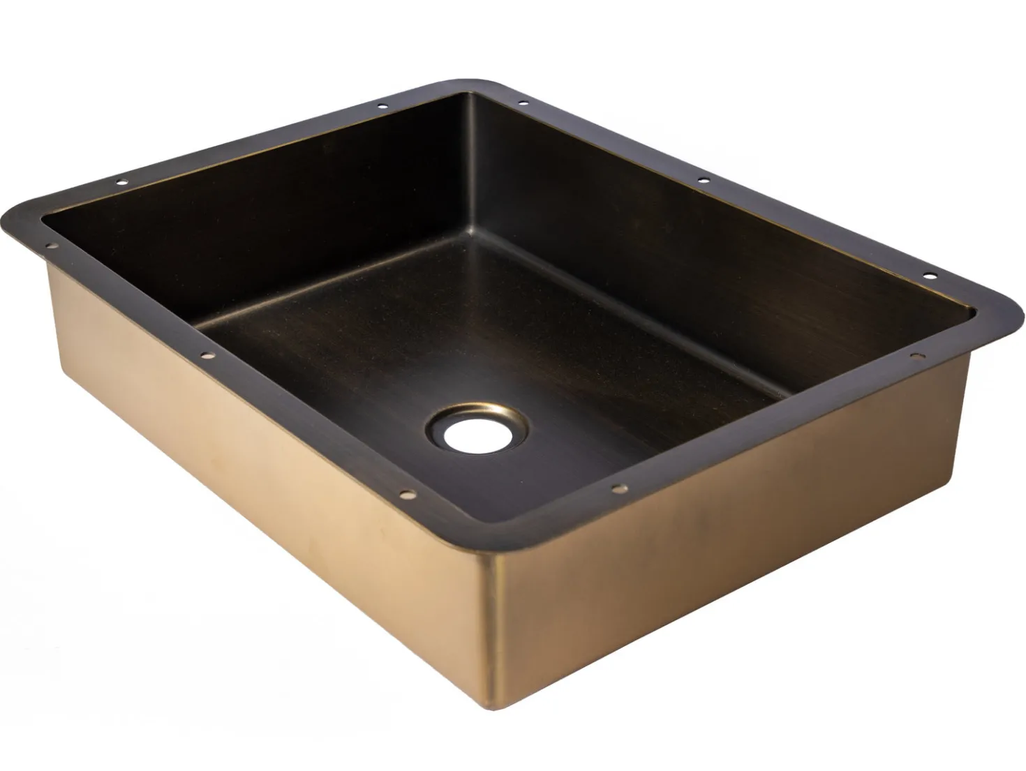 Rectangular 20' x 16" Undermount Stainless Steel Bathroom Sink and Drain in Antique Gold