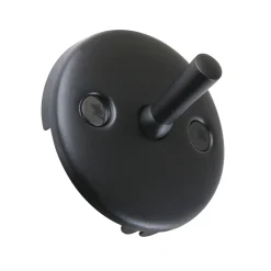Round Bathtub Overflow Plate with Trip Lever in Matte Black