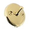 Round Bathtub Overflow Plate with Trip Lever in Polished Brass