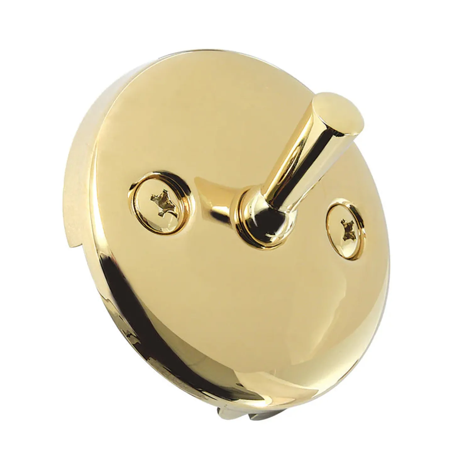 Round Bathtub Overflow Plate with Trip Lever in Polished Brass