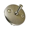 Round Bathtub Overflow Plate with Trip Lever in Antique Brass