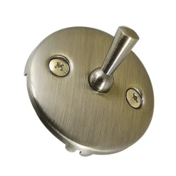 Round Bathtub Overflow Plate with Trip Lever in Antique Brass
