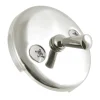 Round Bathtub Overflow Plate with Trip Lever in Polished Nickel