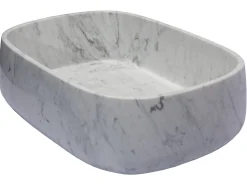 Rounded Rectangular Vessel Sink in Carrara Marble