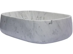 Rounded Rectangular Vessel Sink in Carrara Marble
