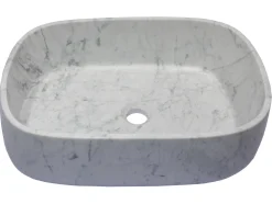Rounded Rectangular Vessel Sink in Carrara Marble