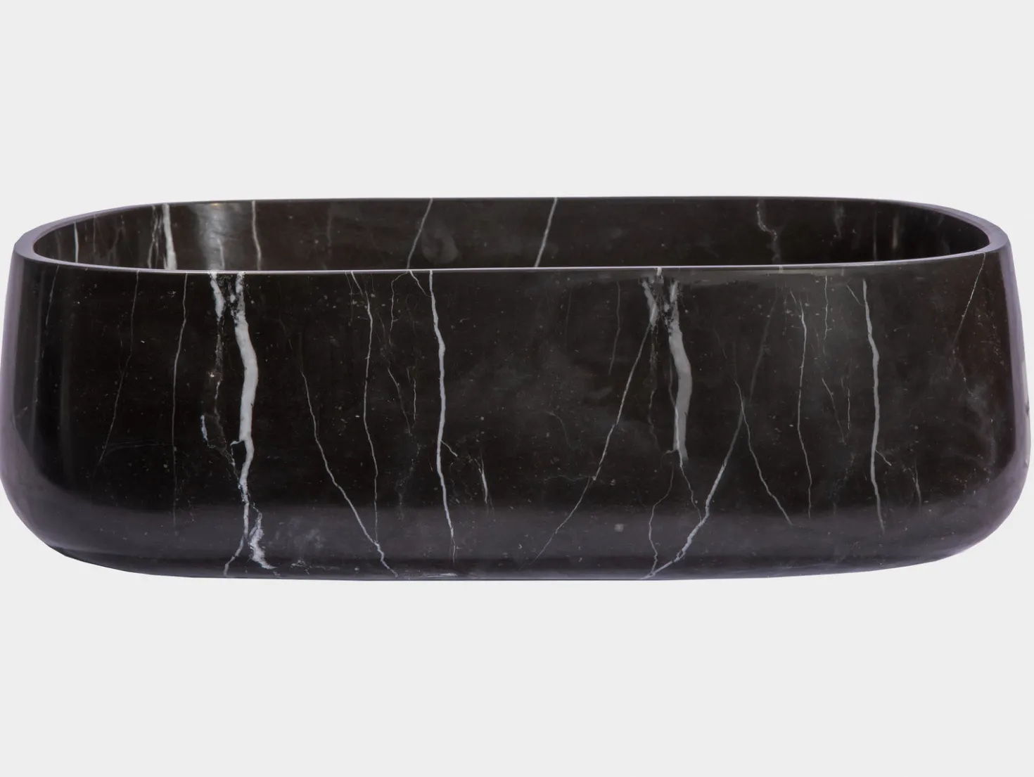 Rounded Rectangular Vessel Sink in Nero Marquino Marble