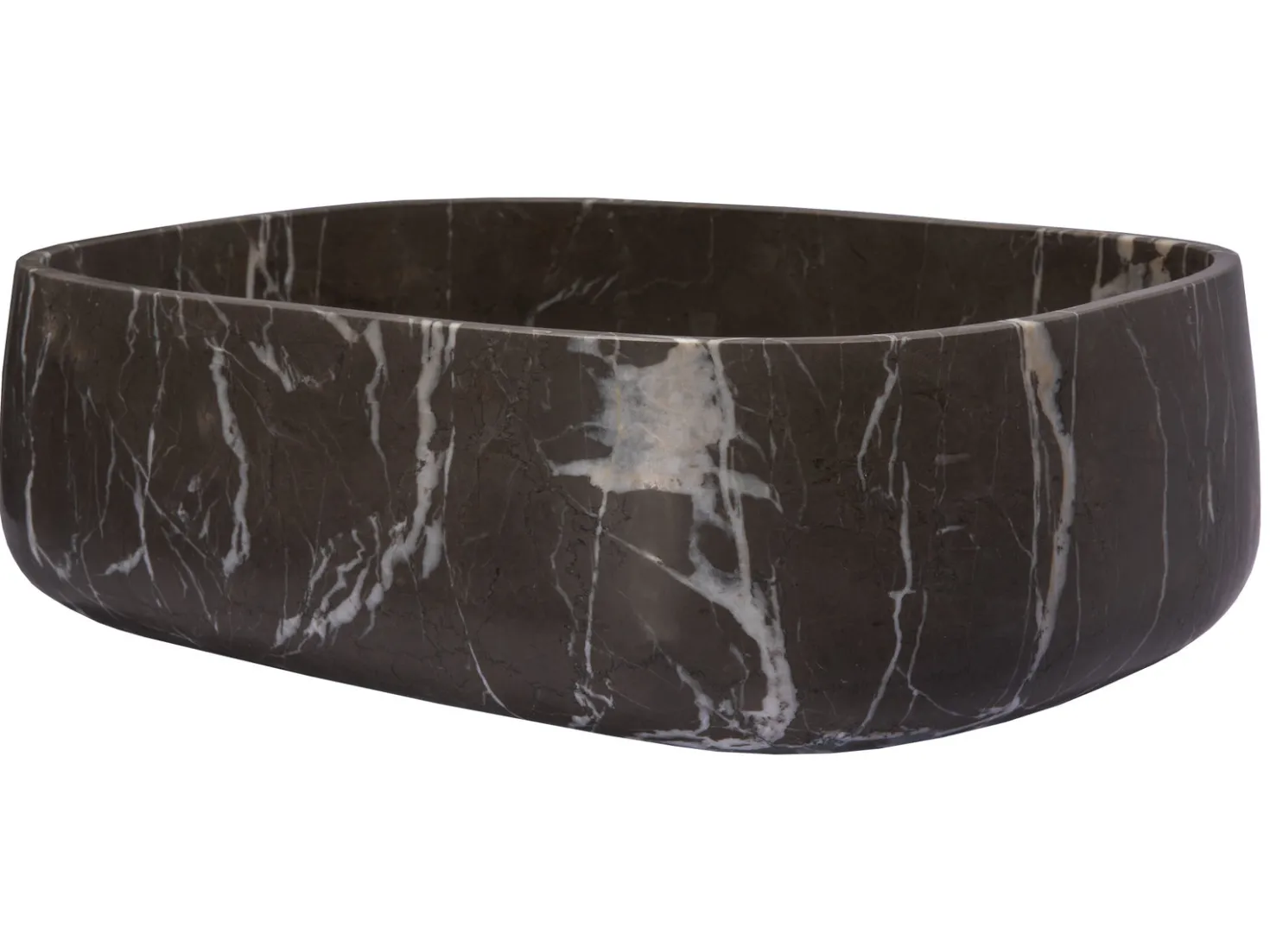 Rounded Rectangular Vessel Sink in Pietra Grey Marble