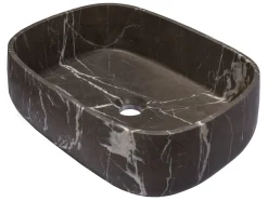 Rounded Rectangular Vessel Sink in Pietra Grey Marble