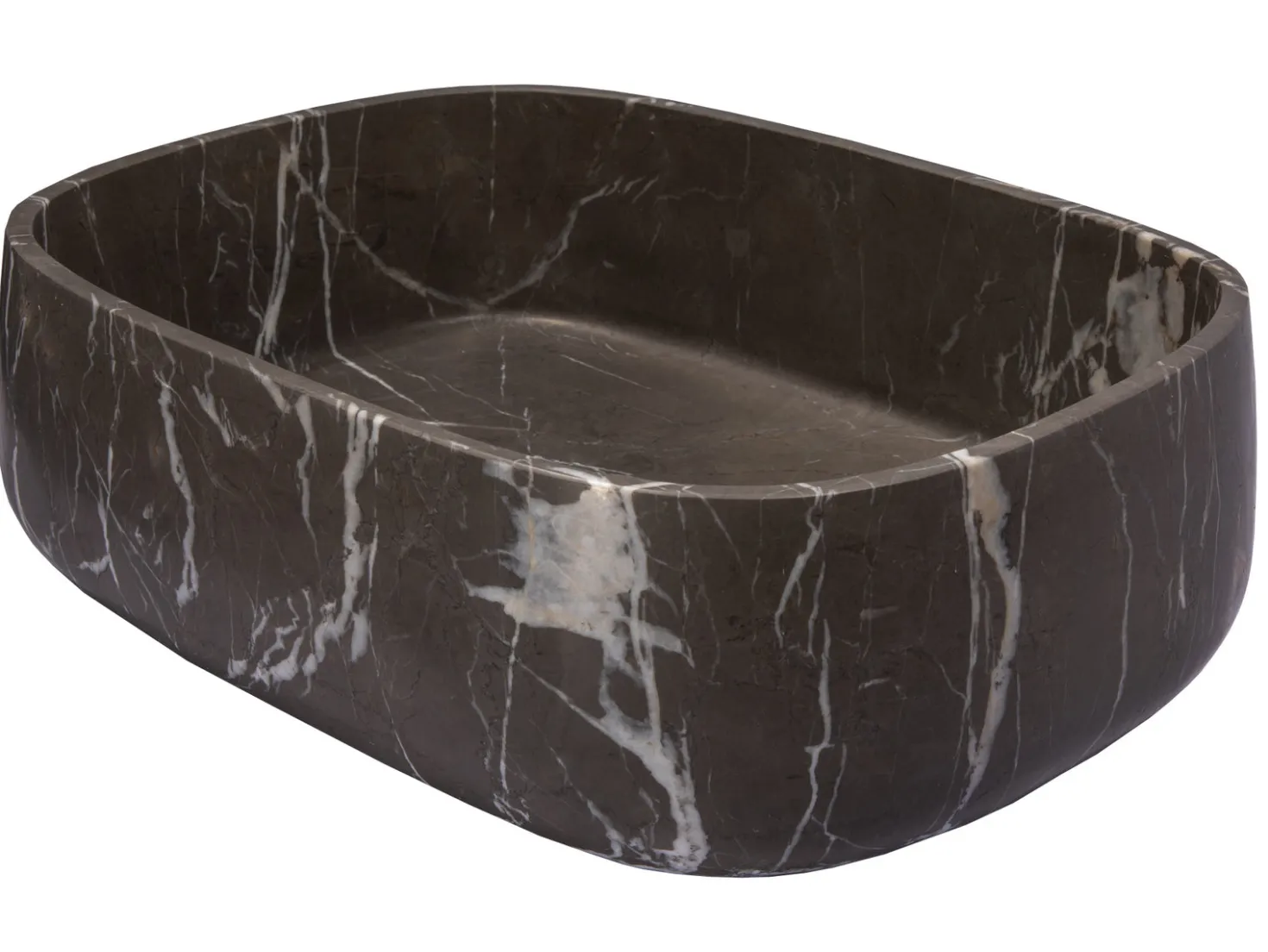 Rounded Rectangular Vessel Sink in Pietra Grey Marble