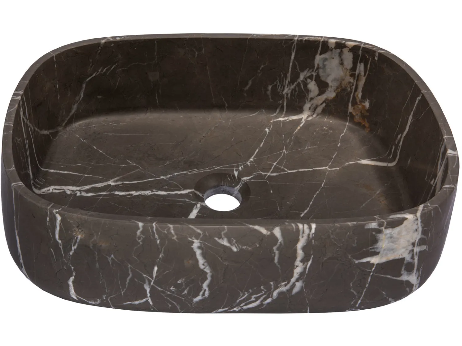 Rounded Rectangular Vessel Sink in Pietra Grey Marble