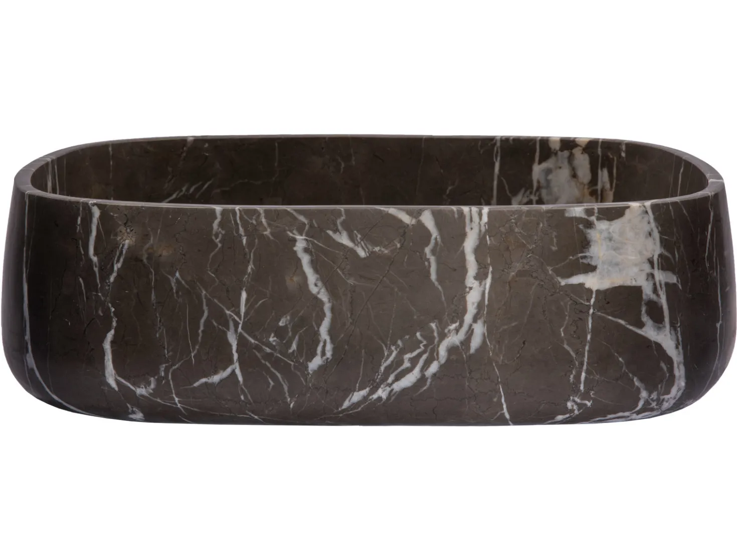 Rounded Rectangular Vessel Sink in Pietra Grey Marble