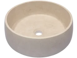 Rounded Vessel Sink in Beige Marble