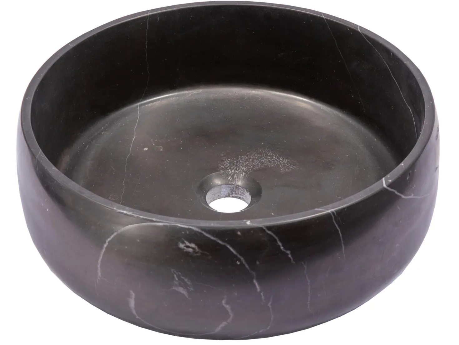 Rounded Vessel Sink in Nero Marquino Marble