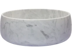 Rounded Vessel Sink in White Carrara Marble
