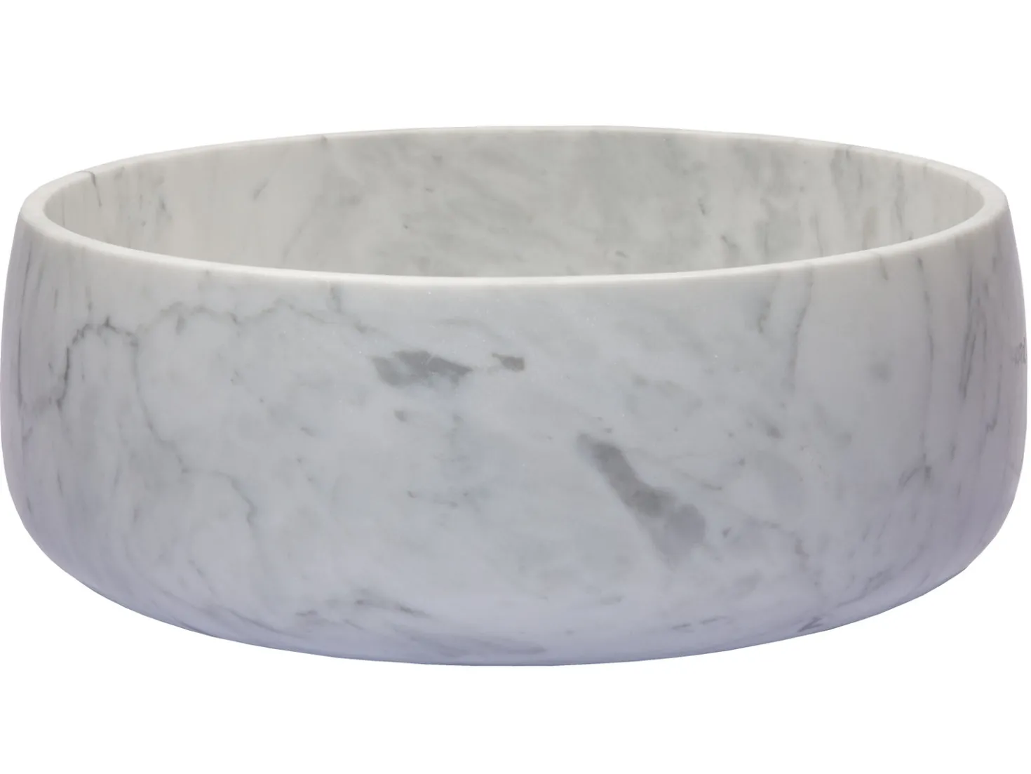 Rounded Vessel Sink in White Carrara Marble