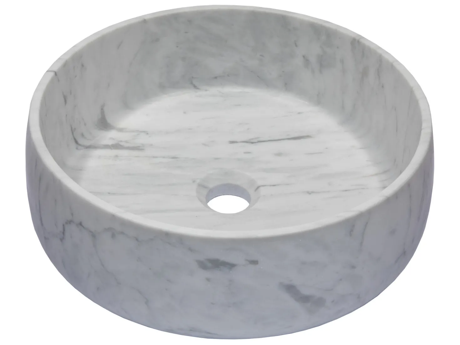 Rounded Vessel Sink in White Carrara Marble