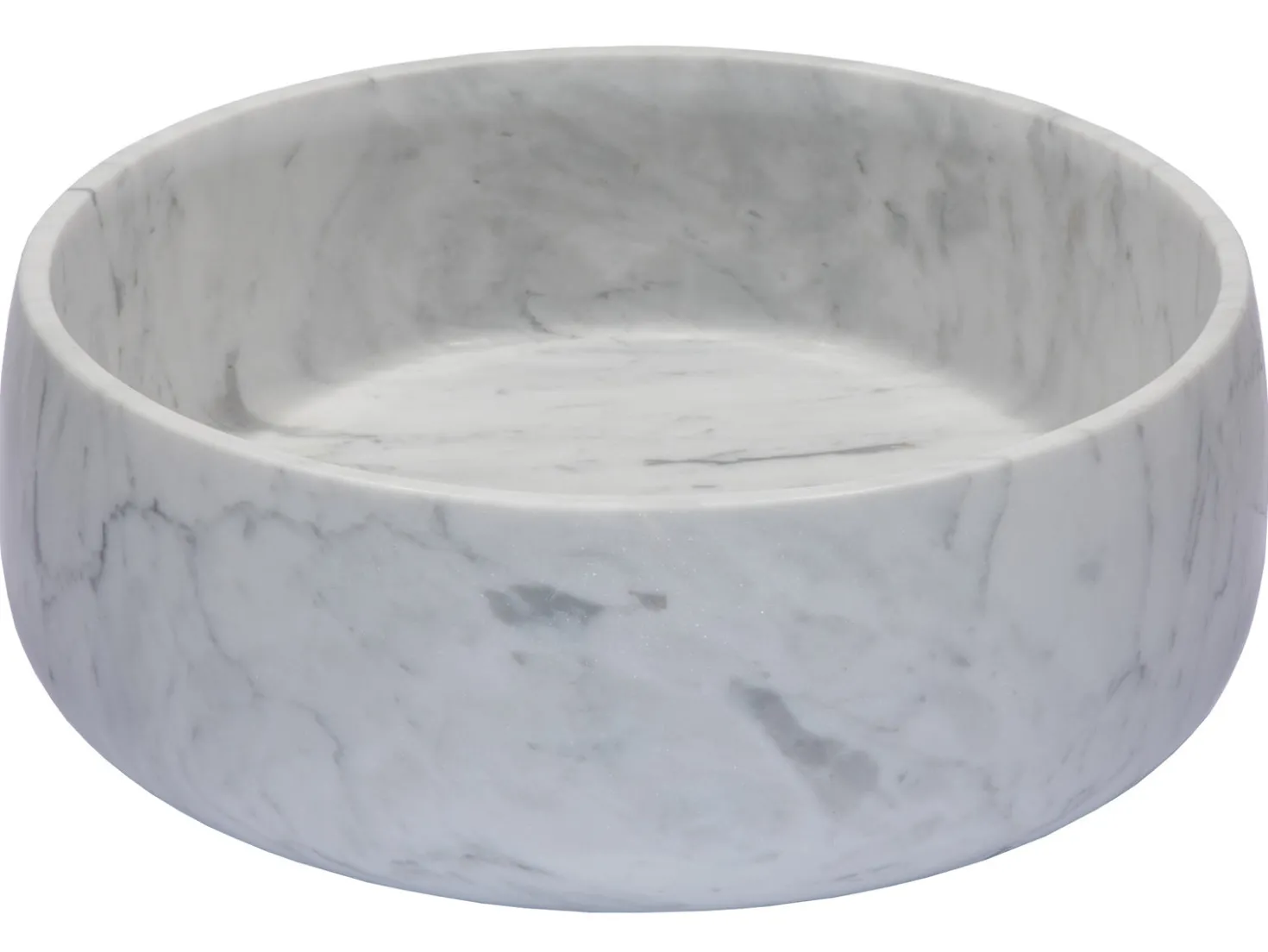 Rounded Vessel Sink in White Carrara Marble