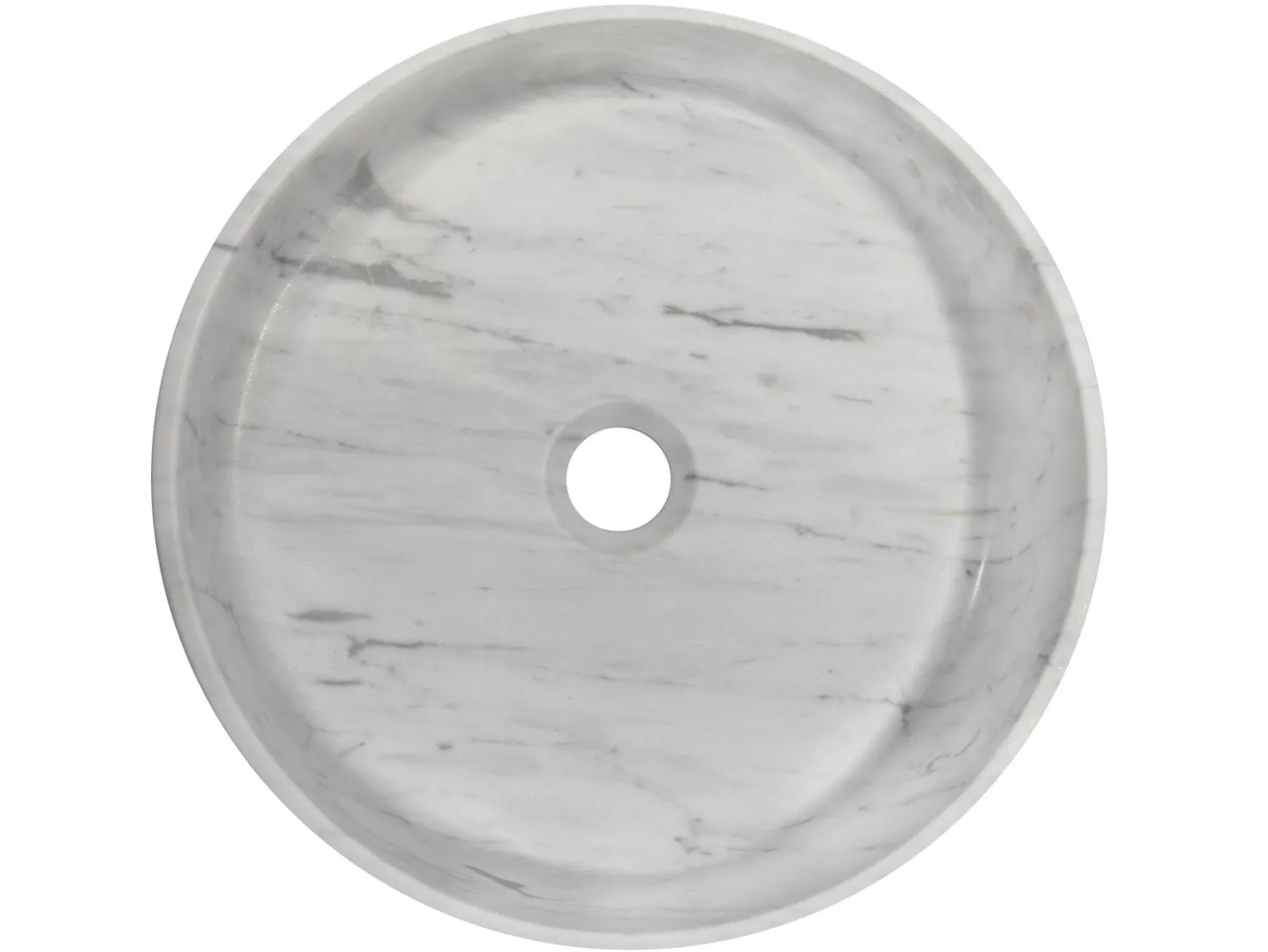 Rounded Vessel Sink in White Carrara Marble