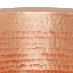 14" Round Hammered Copper Bar Sink with 2" Drain Opening in Polished Copper