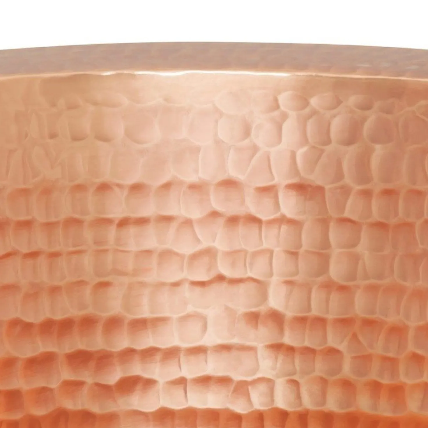 14" Round Hammered Copper Bar Sink with 2" Drain Opening in Polished Copper