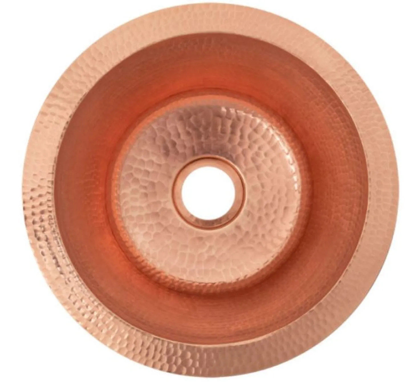 12" Round Hammered Copper Bar Sink with 2" Drain Opening in Polished Copper