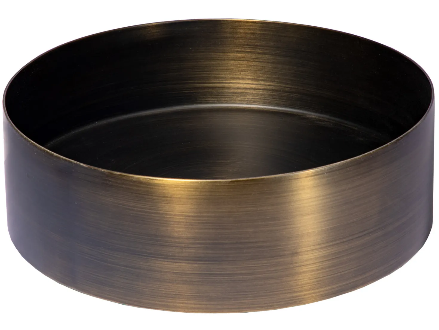15" Round Stainless Steel Bathroom Vessel Sink with Drain in Antique Gold
