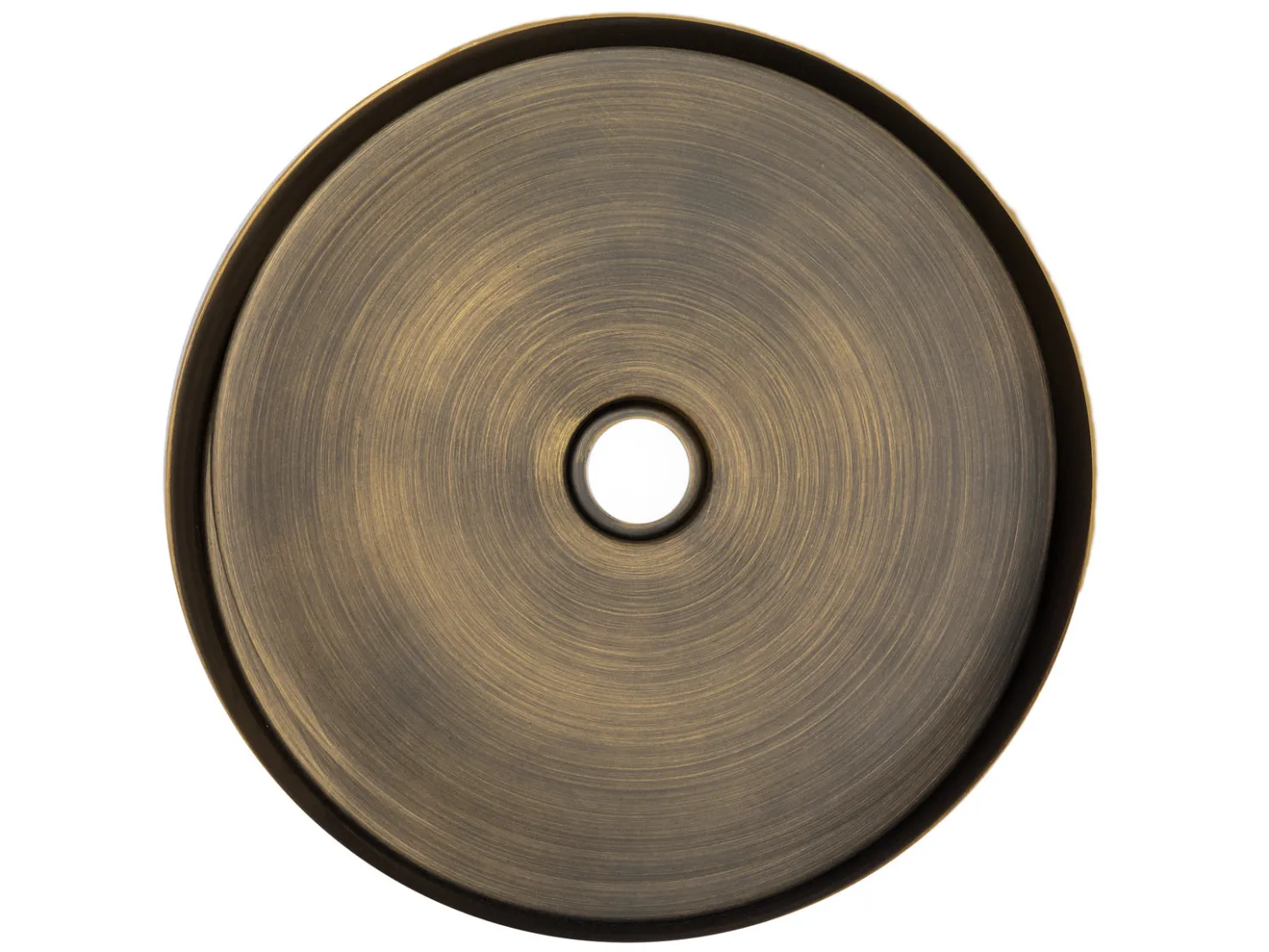 15" Round Stainless Steel Bathroom Vessel Sink with Drain in Antique Gold