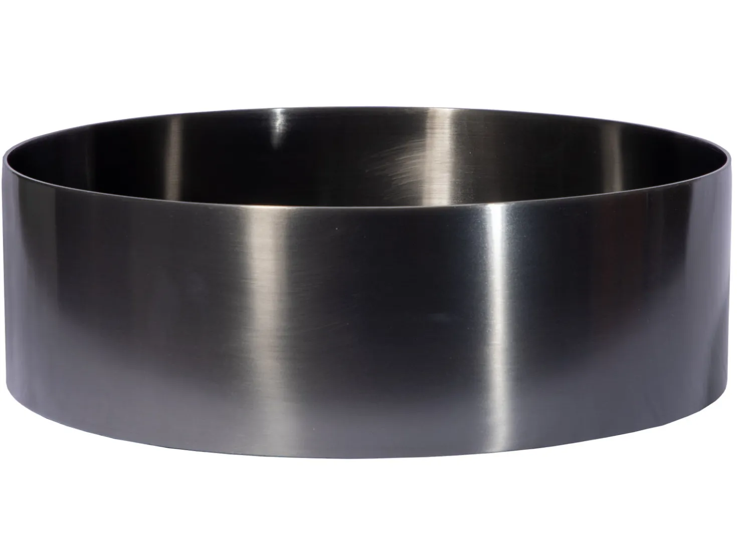 15" Round Stainless Steel Bathroom Vessel Sink with Drain in Black
