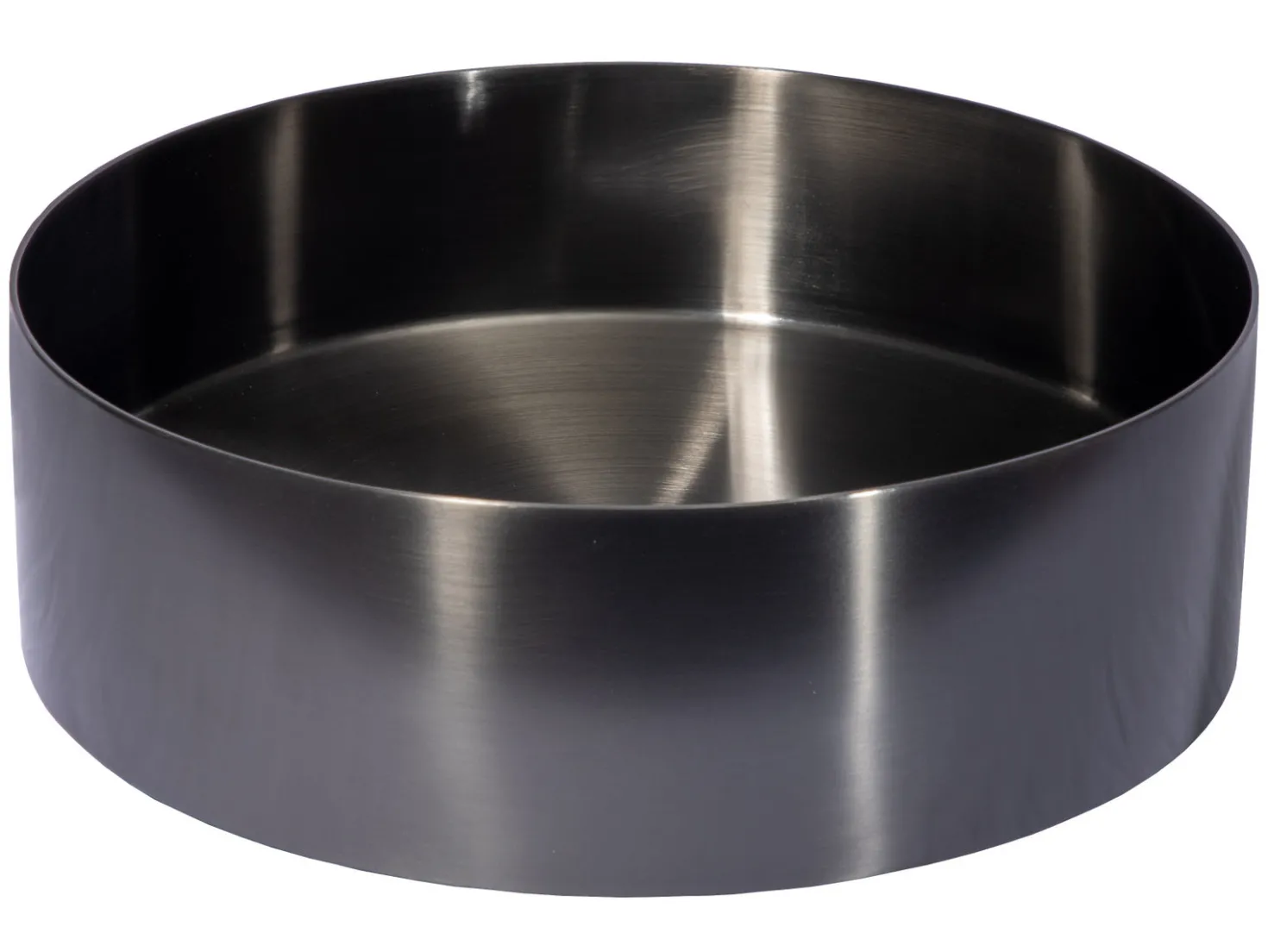 15" Round Stainless Steel Bathroom Vessel Sink with Drain in Black