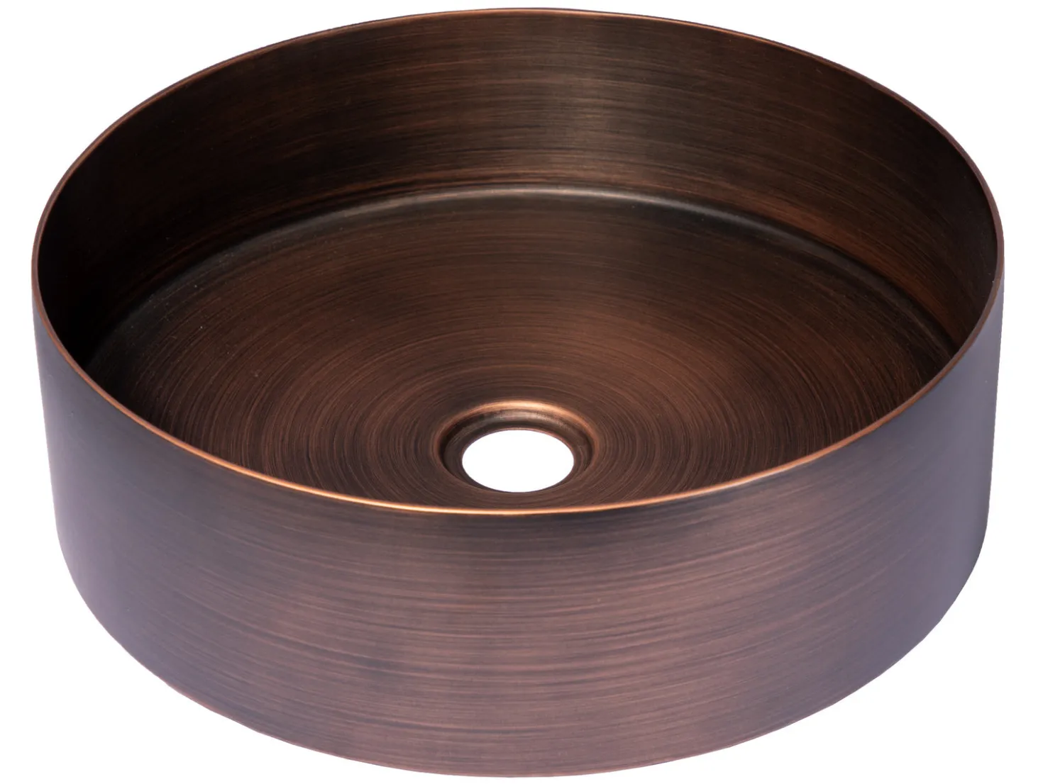 15" Round Stainless Steel Bathroom Vessel Sink with Drain in Bronze
