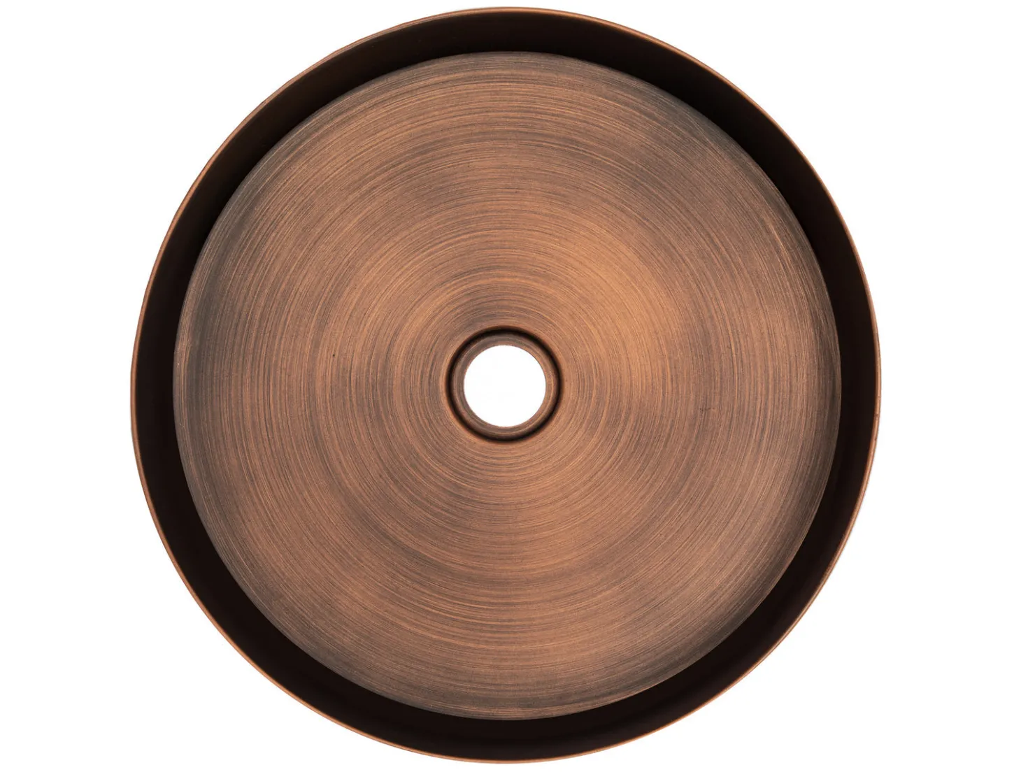 15" Round Stainless Steel Bathroom Vessel Sink with Drain in Bronze