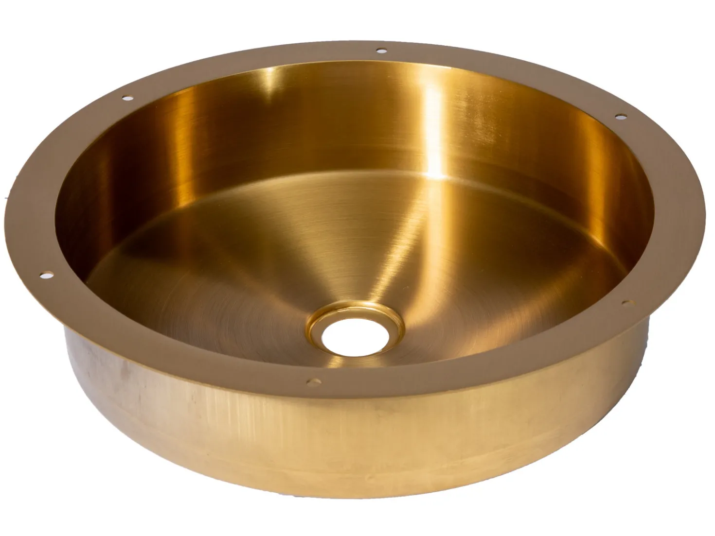 15" Round Stainless Steel Undermount Bathroom Sink with Drain in Gold