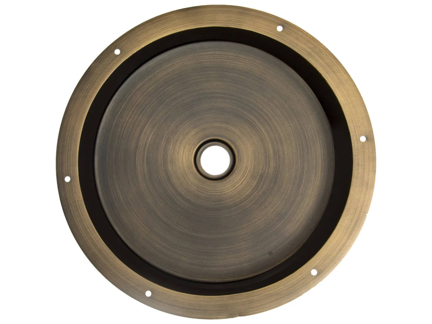 15" Round Stainless Steel Undermount Bathroom Sink with Drain in Antique Gold