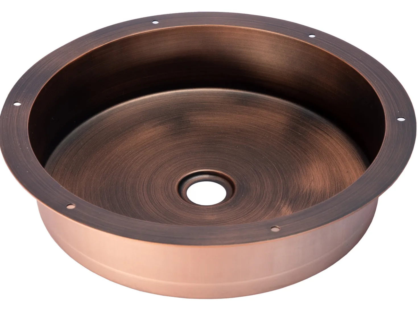 15" Round Stainless Steel Undermount Bathroom Sink with Drain in Bronze