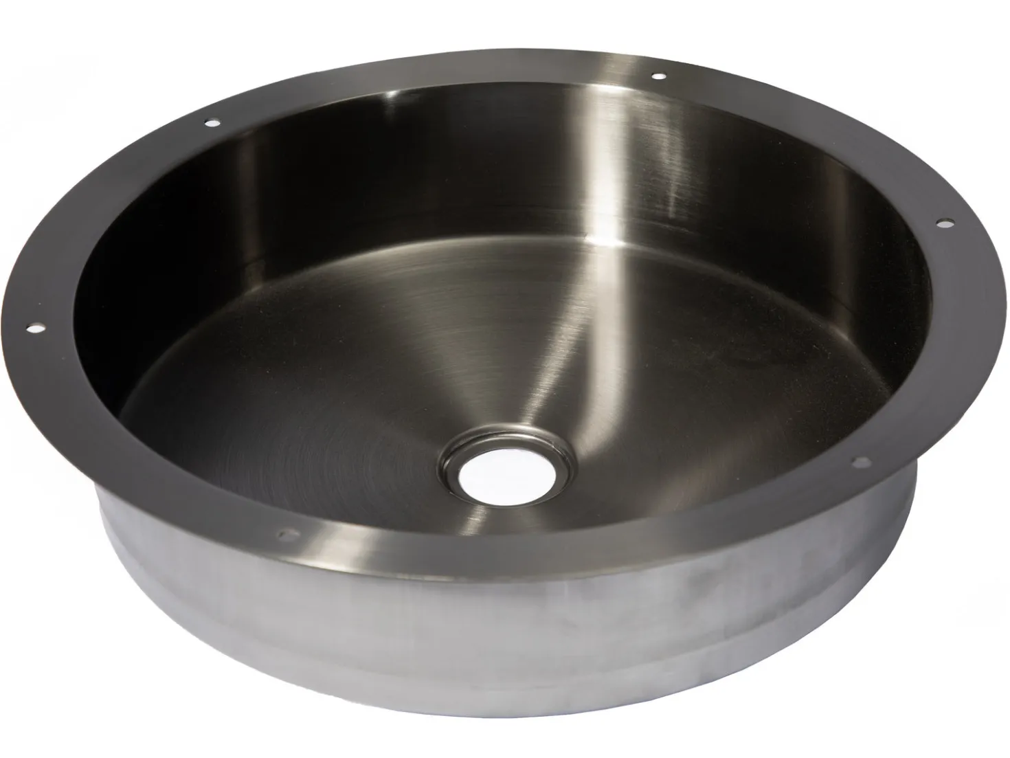 15" Round Stainless Steel Undermount Bathroom Sink with Drain in Black