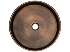 15 3/4" Round Thick Rim Stainless Steel Bathroom Vessel Sink with Drain in Bronze