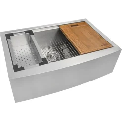 Ruvati 27" Apron-front Workstation Farmhouse 16 Gauge Stainless Steel Single Bowl Kitchen Sink