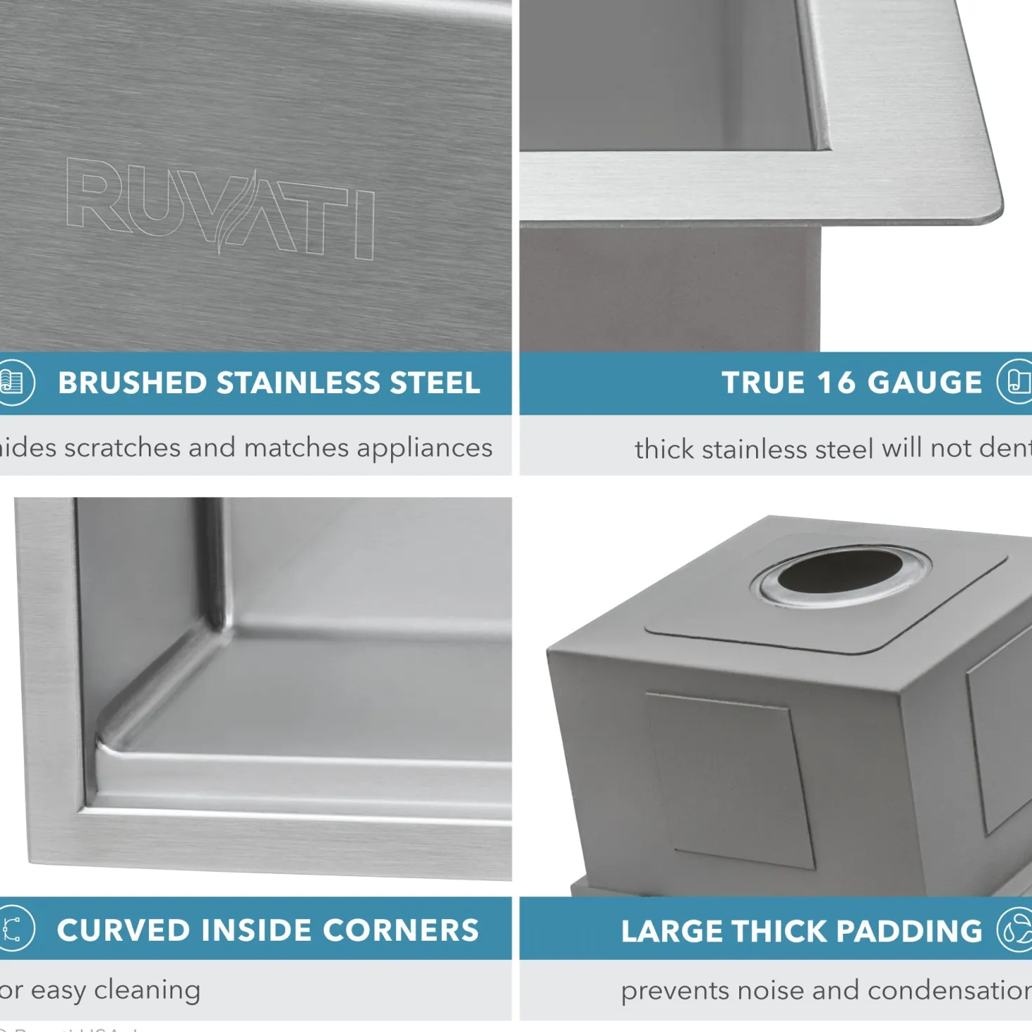 Ruvati 33" Apron-front Workstation Low-Divide Double Bowl 60/40 Farmhouse 16 Gauge Stainless Steel Kitchen Sink