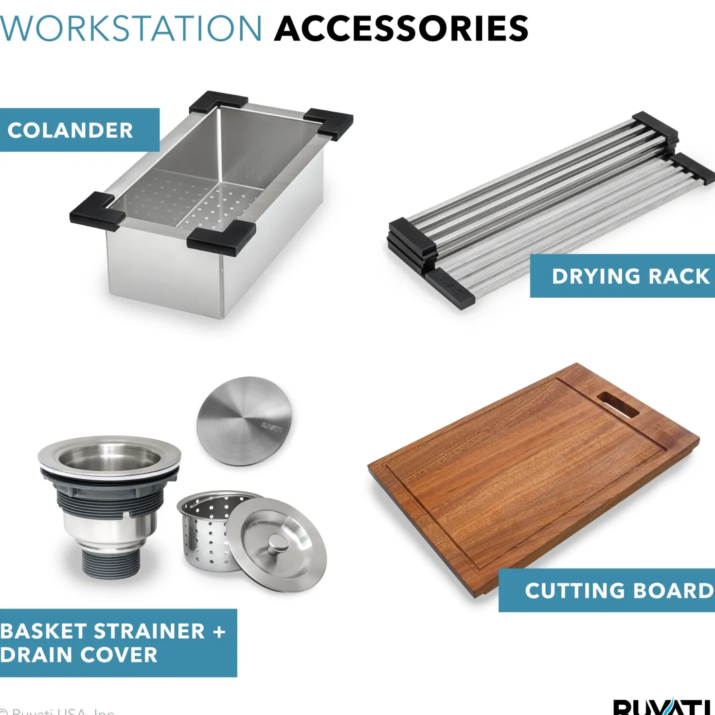 Ruvati 36" Apron-front Workstation Low-Divide Double Bowl 50/50 Farmhouse 16 Gauge Stainless Steel Kitchen Sink