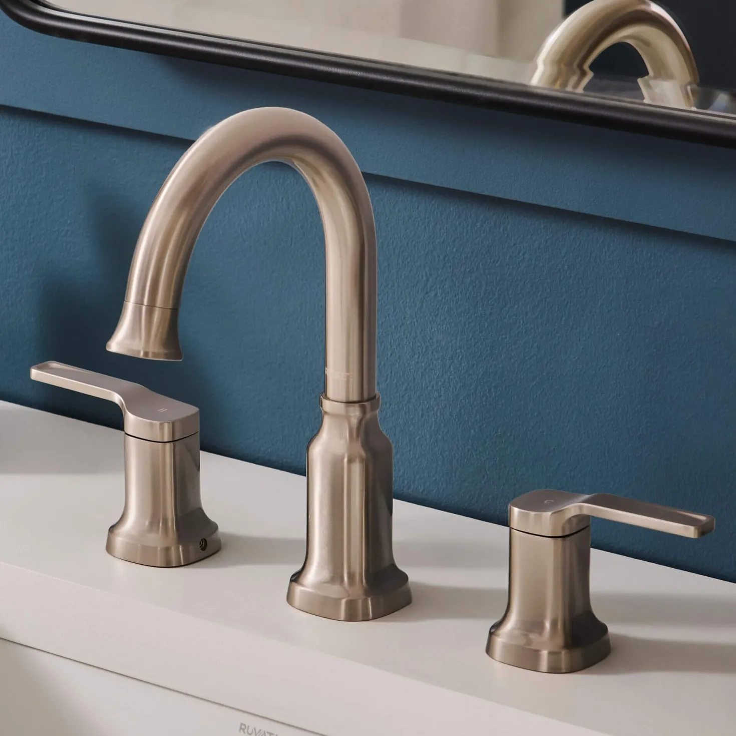 Ruvati Arti Two Handle Widespread Art Deco Bathroom Faucet in Brushed Nickel Stainless